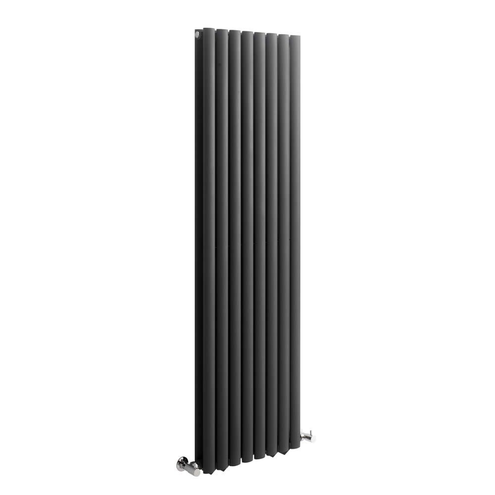 Siena Oval - Anthracite Vertical Double Designer Radiator 1600mm x 472mm