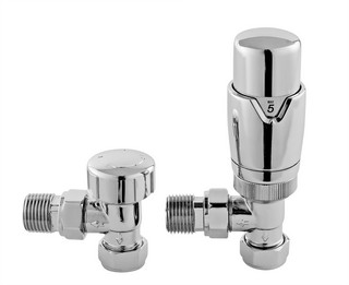 Hudson Reed Chrome Modern Thermostatic Radiator Valves Angled | HT315