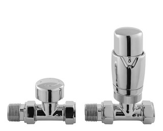 Hudson Reed Chrome Luxury Thermostatic Radiator Valves Straight | HT316