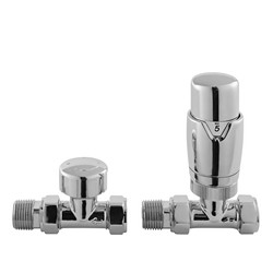 Hudson Reed Chrome Luxury Thermostatic Radiator Valves Straight | HT316