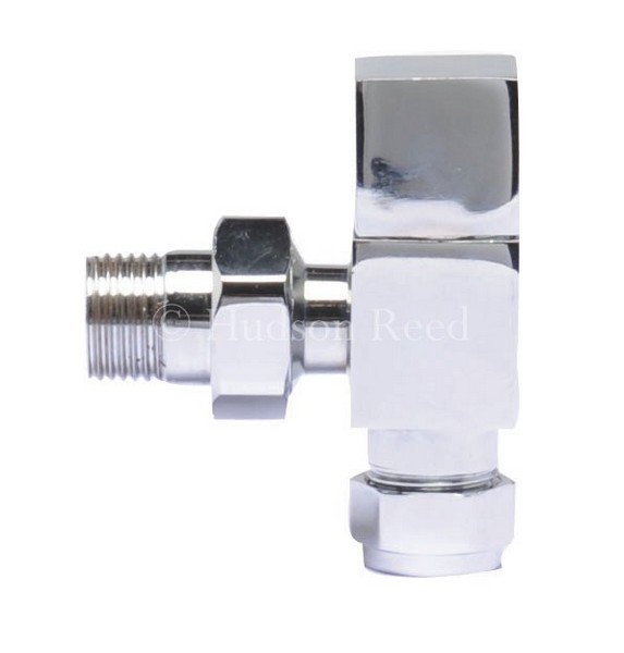 Hudson Reed Chrome Square Modern Radiator Valves - Angled | HT324