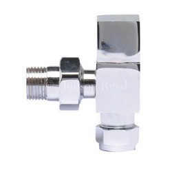 Hudson Reed Chrome Square Modern Radiator Valves - Angled | HT324